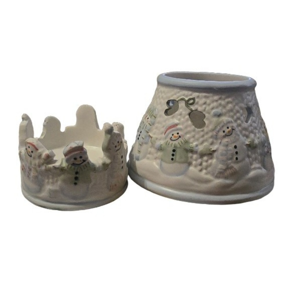 Vintage Waxcessories Snow Folks Snowman Large Jar Candle Holder Christmas